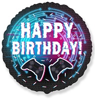 FM с рисунком 18" Круг 401623 С Днем Рождения! (гейм-пати)